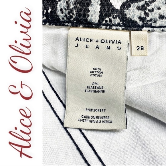 ALICE + OLIVIA Snakeprint Skinny Stretchy High Rise Ankle Jeans, Size 29 - Picture 6 of 9